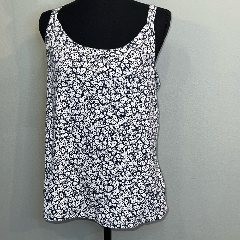 Old Navy blue and White Fitted Sleeveless Tank Top